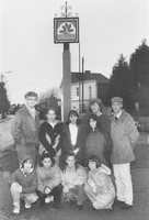Village sign, designed by Mike Lamb (left) unveiled in 1991